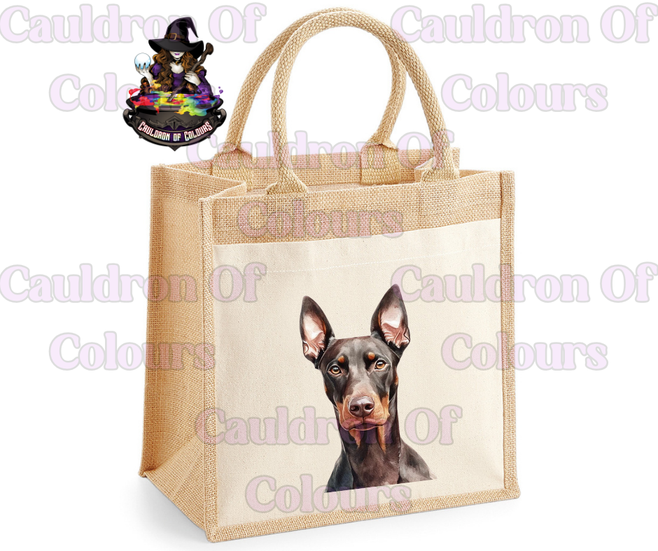 Doberman Jute Tote Bag