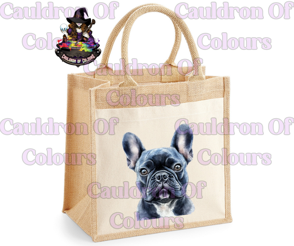 French Bulldog Jute Tote Bag