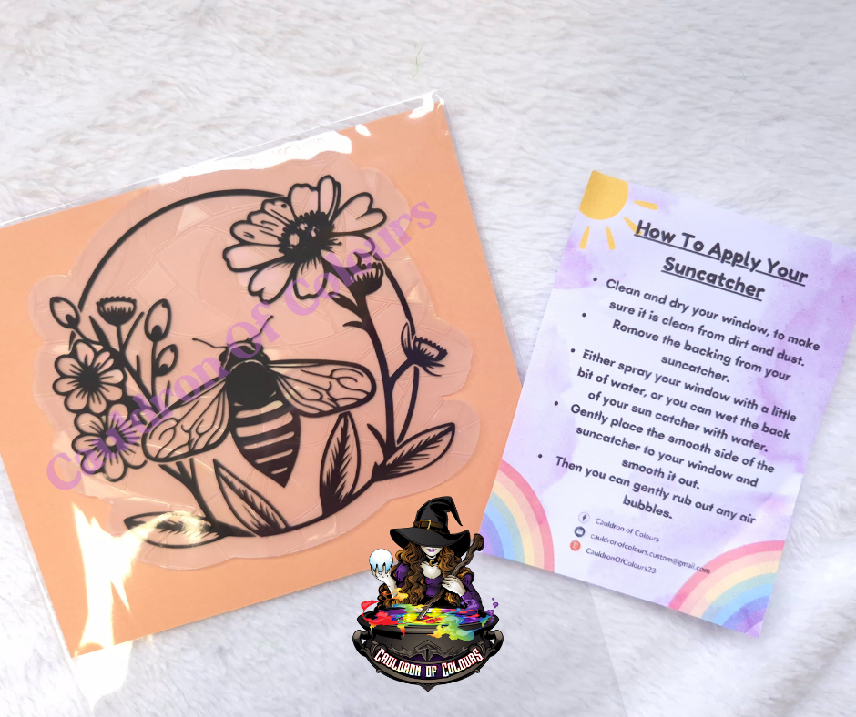 Bee & Flowers Suncatcher Window Cling