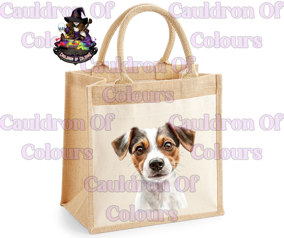 Jack Russell Jute Tote Bag