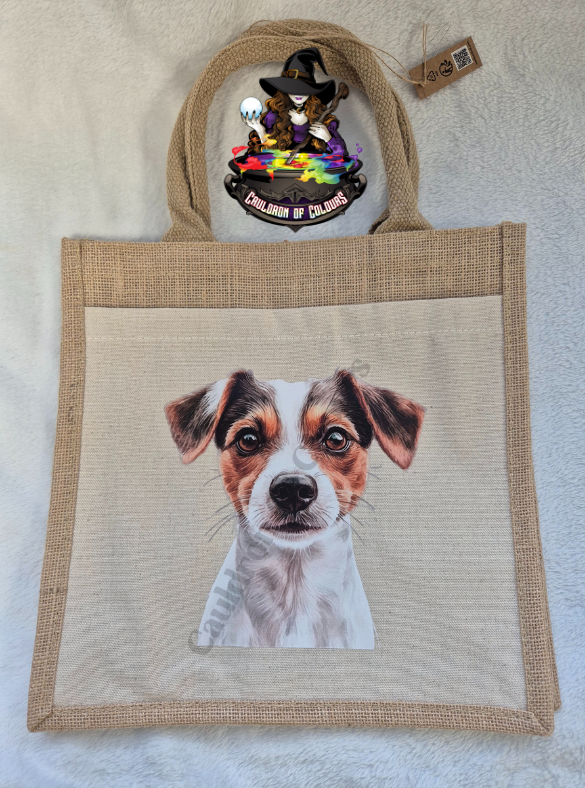 Jack Russell Jute Tote Bag