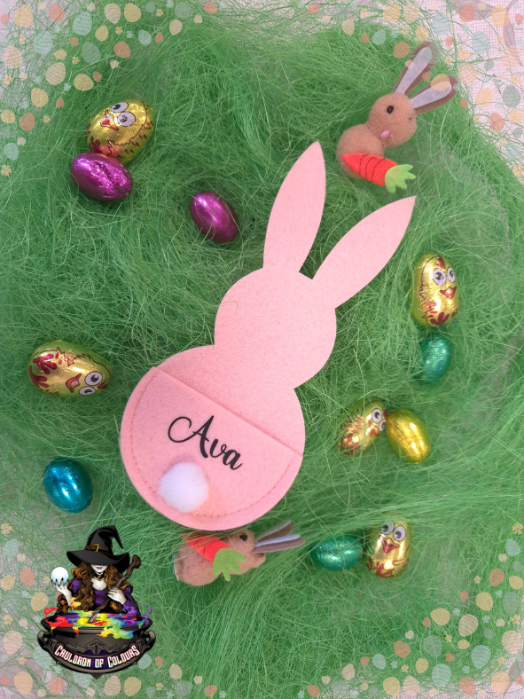 Personalised Felt Easter Bunny Cutlery/Money/Chocolate Holder