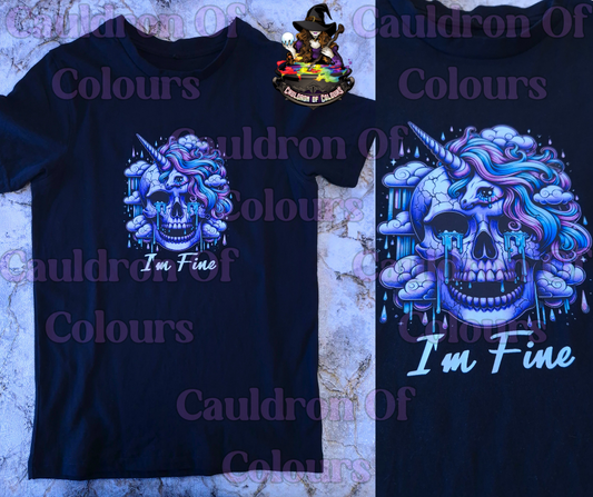 I'm Fine Black Tshirt Age 8-9