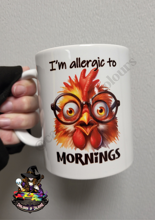 I'm allergic to mornings, 11oz Glossy Mug