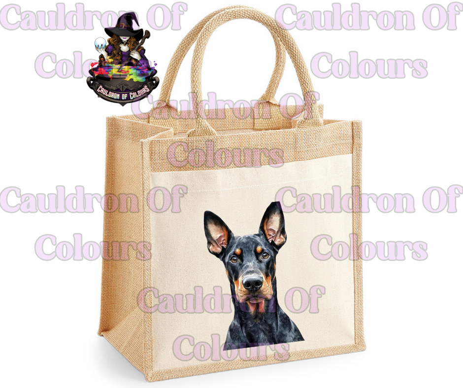 Doberman Jute Tote Bag