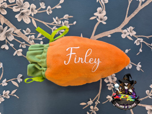 Personalised Carrot Bag, Easter Velvet Bag