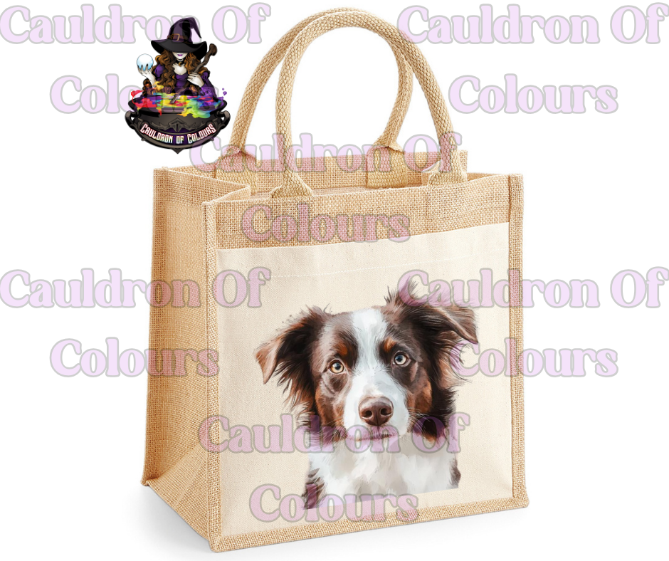 Border Collie Jute Bag