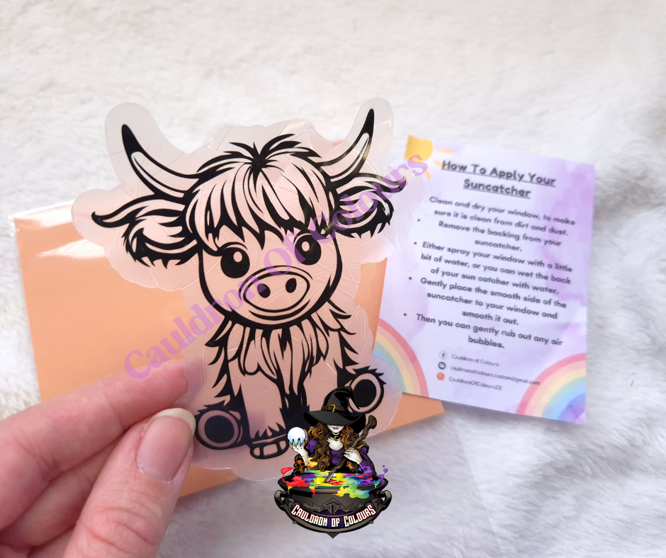 Highland Cow Suncatcher Window Cling (4 designs to choose from!)