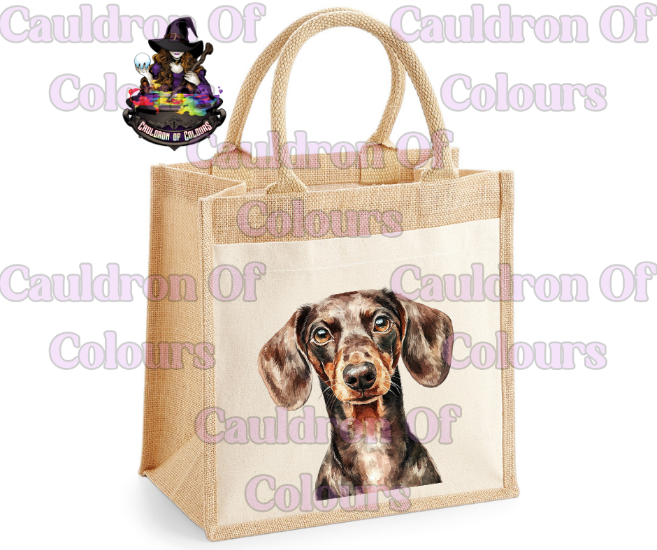 Dachshund Jute Tote Bag