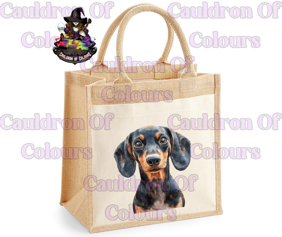 Dachshund Jute Tote Bag