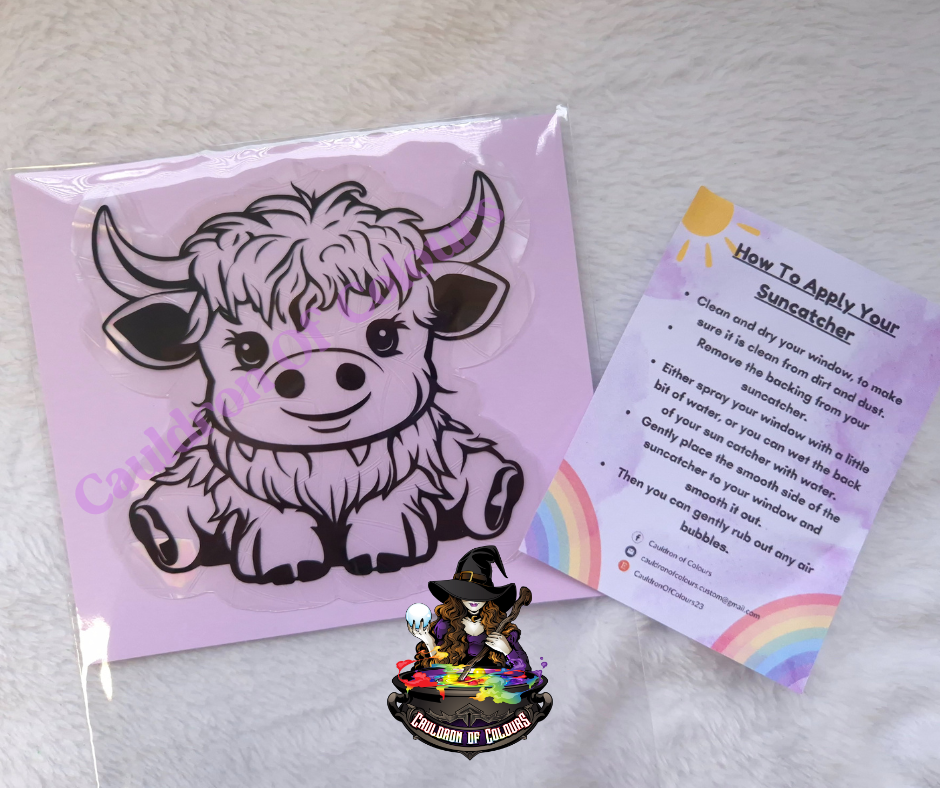 Highland Cow Suncatcher Window Cling (4 designs to choose from!)
