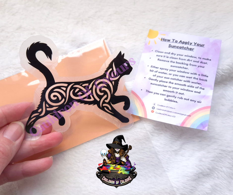Celtic Cat Suncatcher Window Cling