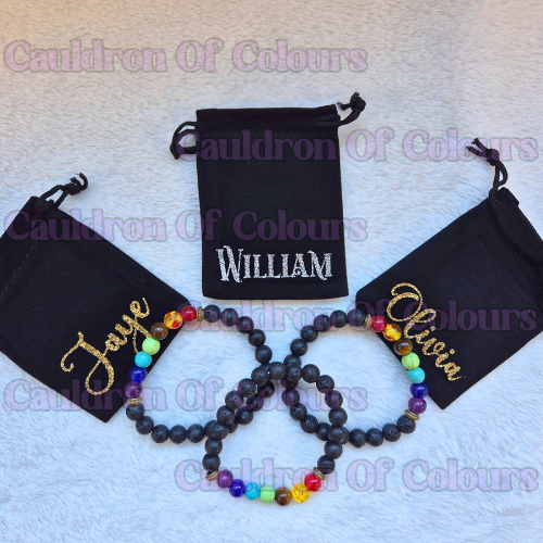 7 Chakra Bracelet with Personalised Velvet Bag