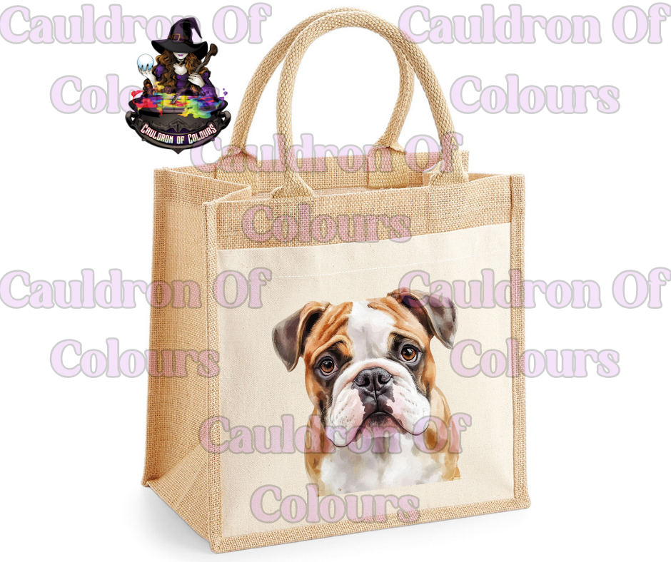 English Bulldog Jute Tote Bag
