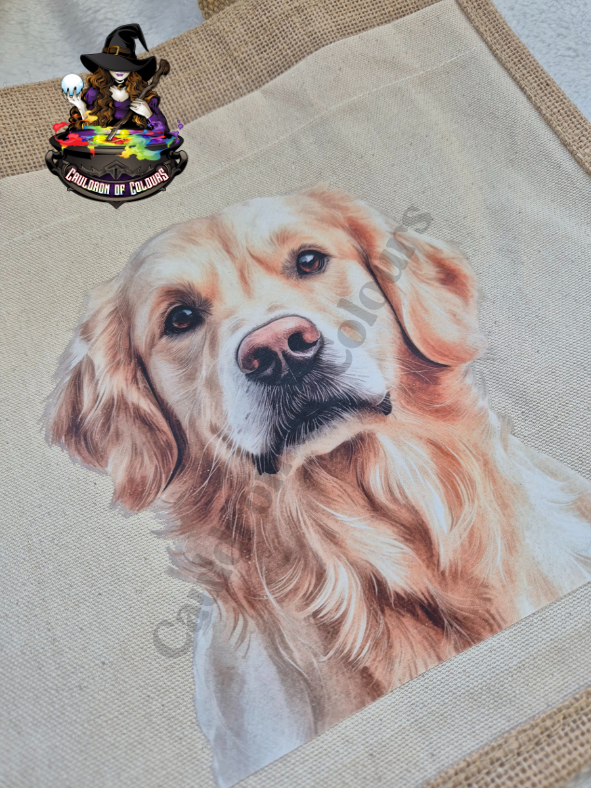 Golden Retriever Jute Tote Bag