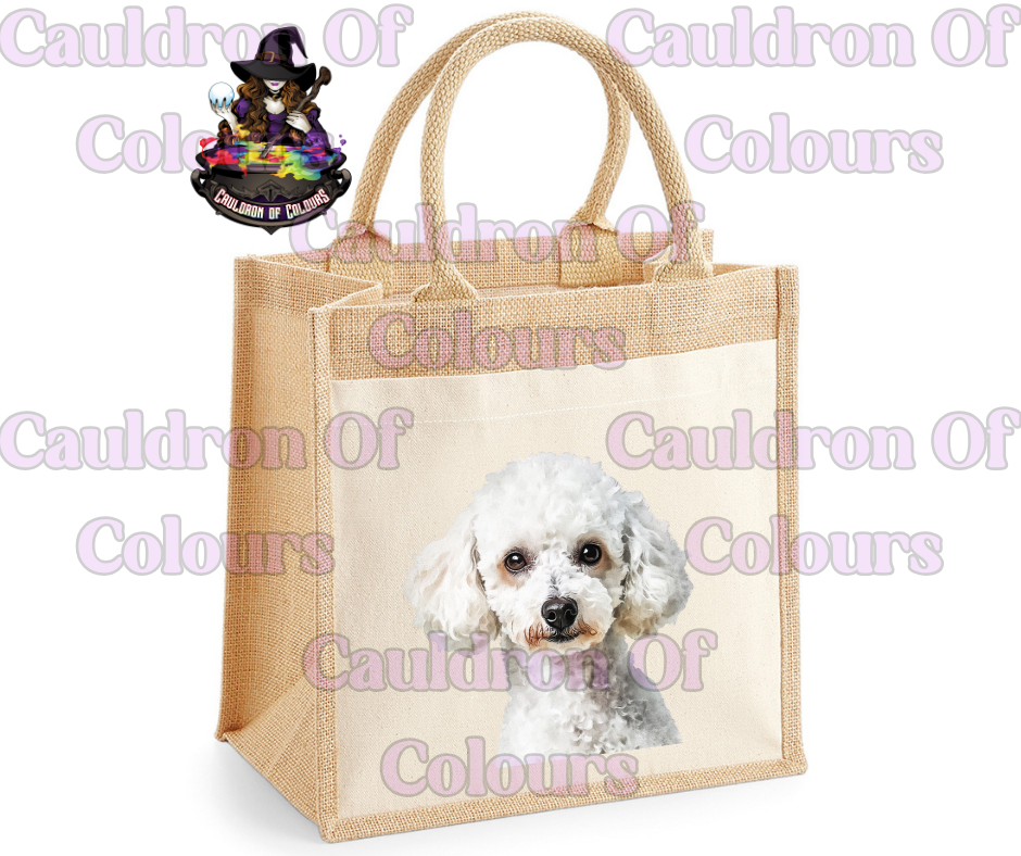 Poodle Jute Tote Bag