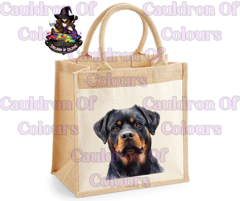 Rottweiler Jute Tote Bag
