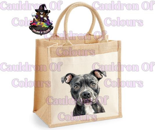 Staffordshire Bull Terrier Jute Tote Bag