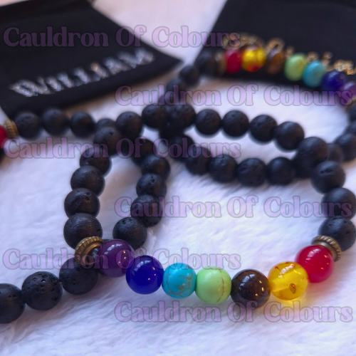 7 Chakra Bracelet with Personalised Velvet Bag
