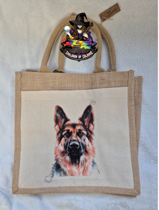 German shepherd Jute Tote Bag