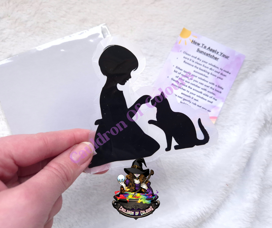Cat & Girl Suncatcher Window Cling