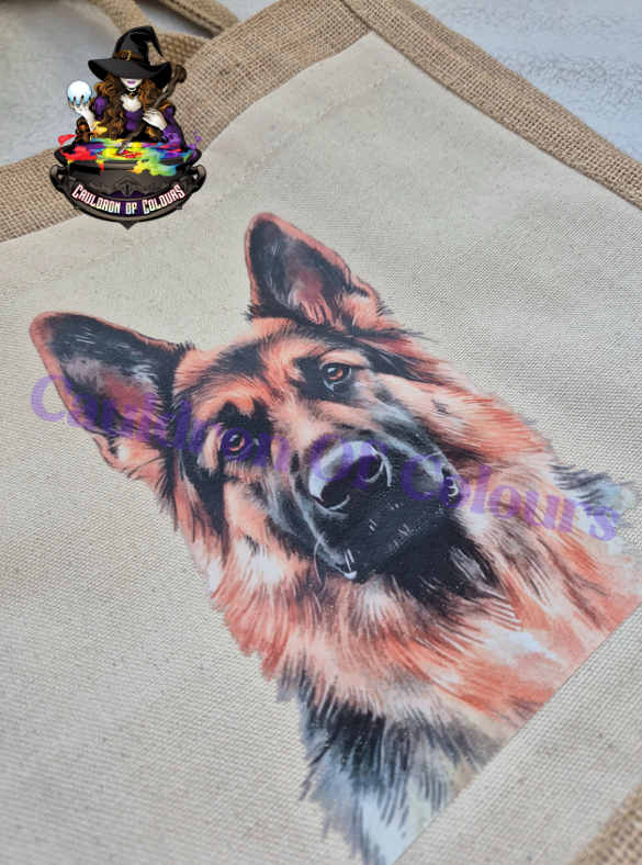 German shepherd Jute Tote Bag