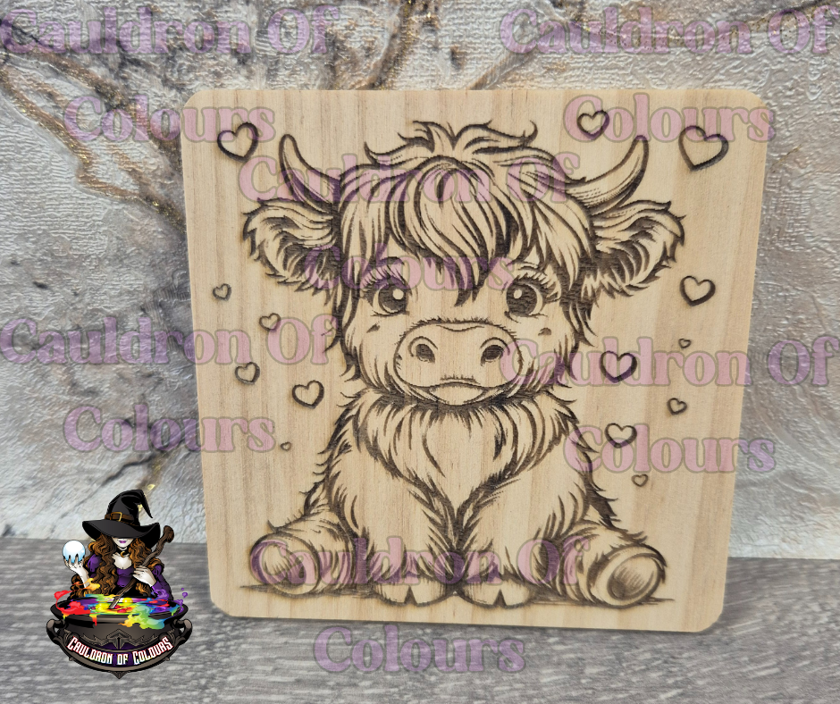 Highland Cow Wooden Coaster