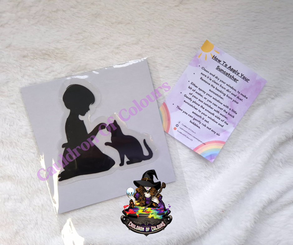 Cat & Girl Suncatcher Window Cling