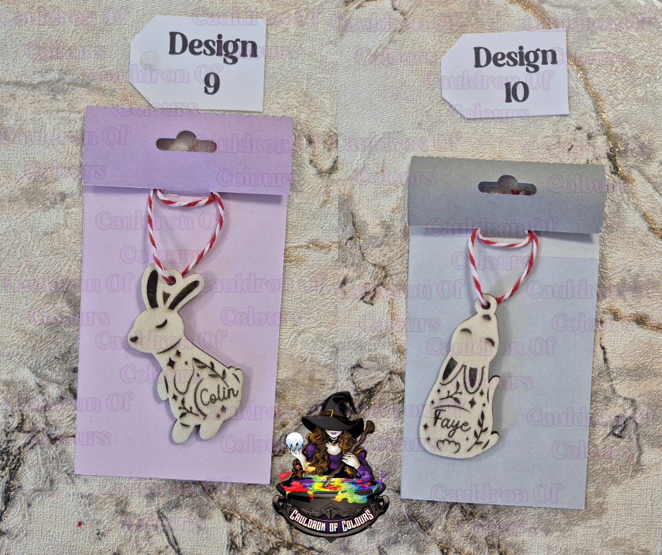 Laser cut & Engraved Easter Bunny Tags