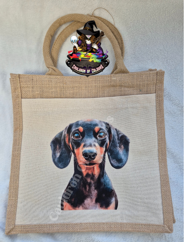 Dachshund Jute Tote Bag
