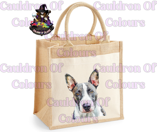 English Bull Terrier Jute Tote Bag