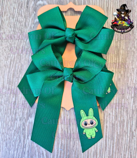 Forest Green 4" Bows with Green Monster