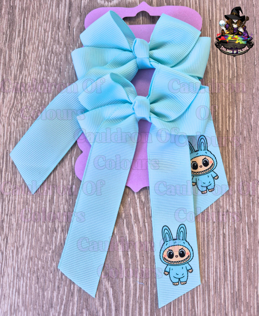 Mineral Blue 4" Bows with Blue Monster