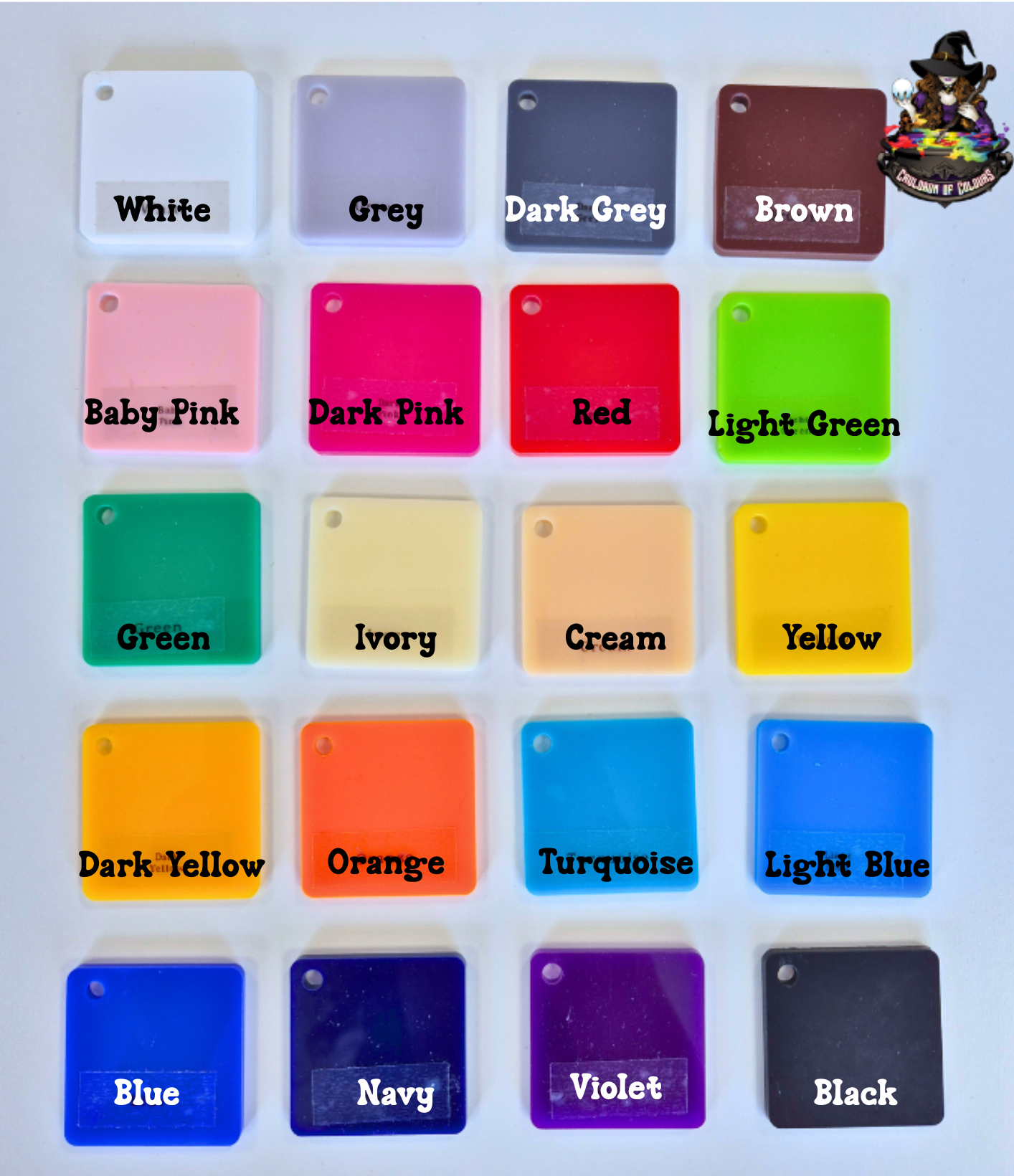 Color swatches with labels on a white background