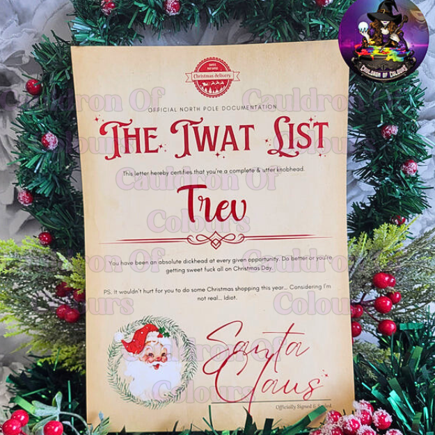 The Tw*t List Christmas Certificate (18+ due to mature language) (Multiples Designs!)