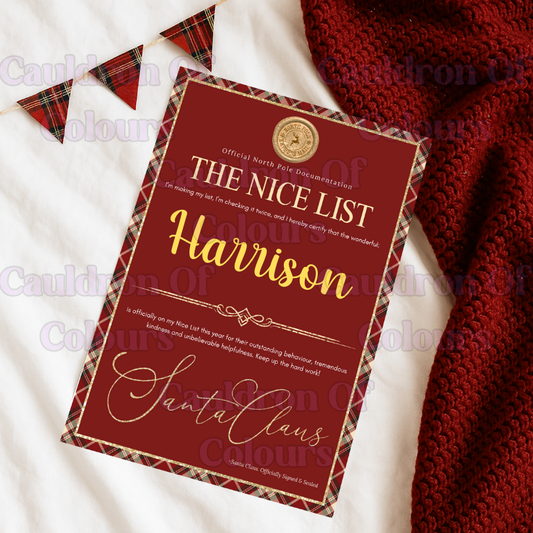 The Nice List Certificates (Multiples Designs!)