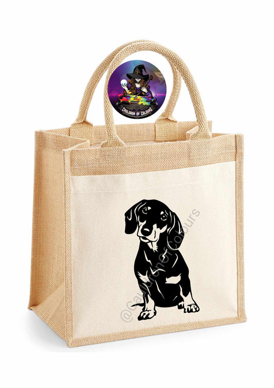 Dachshund Jute Tote Bag