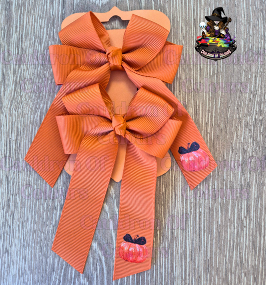 Ginger 4" Bows with Orange Pumpkins