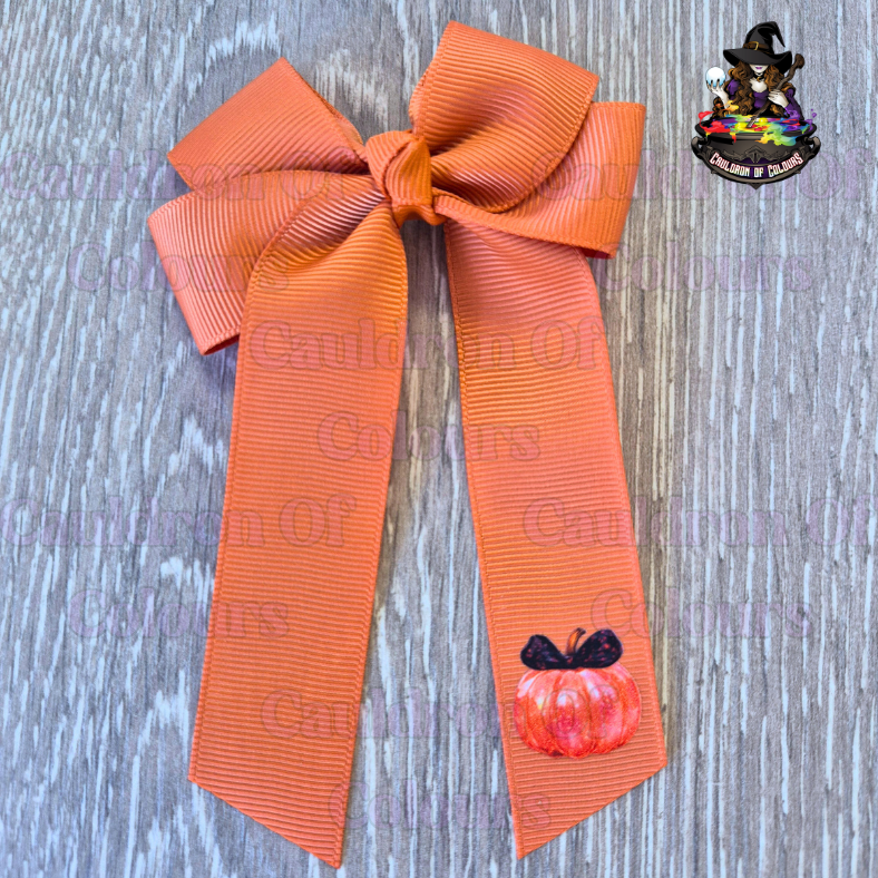 Ginger 4" Bows with Orange Pumpkins