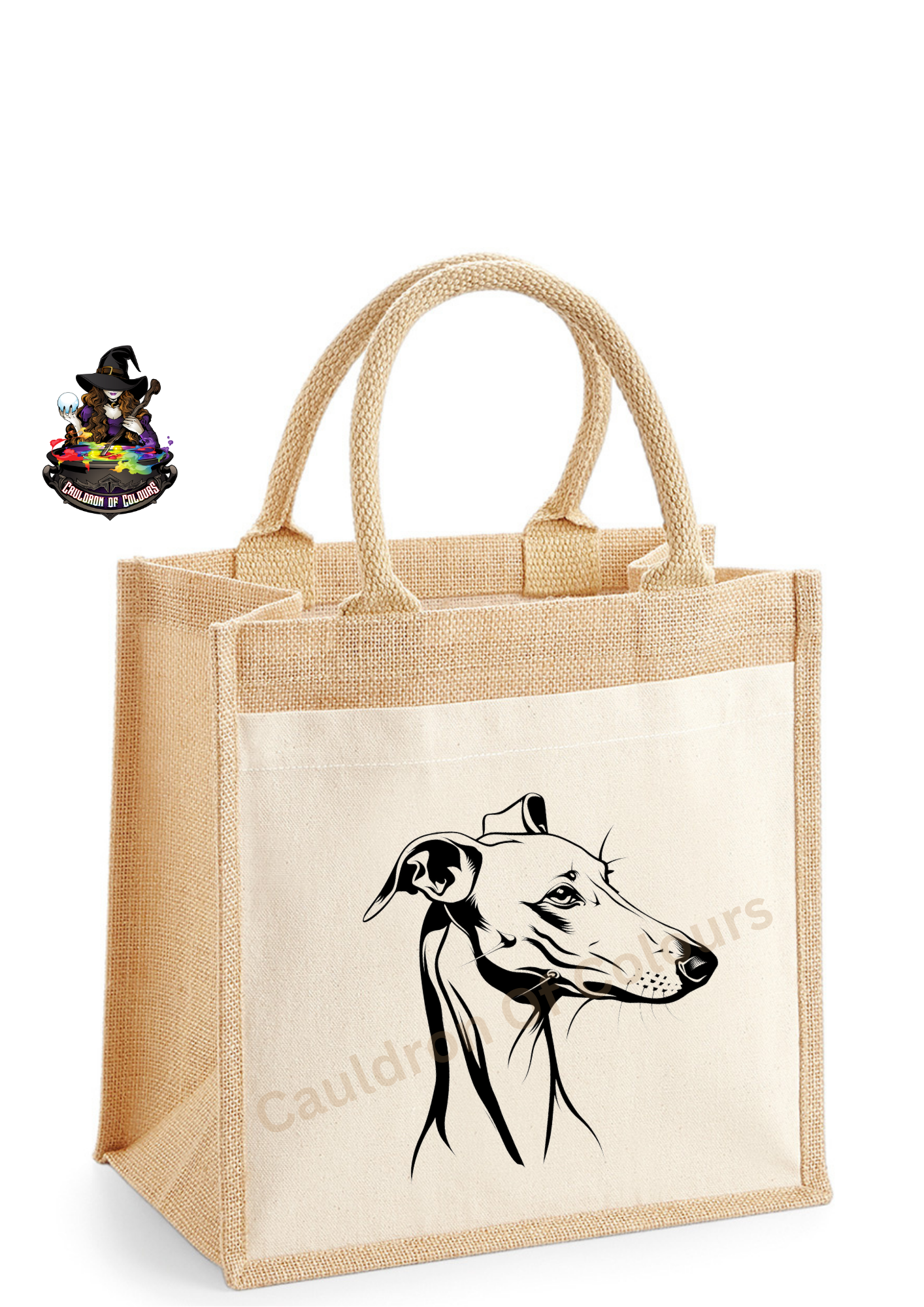 Greyhound 2 Jute Tote Bag