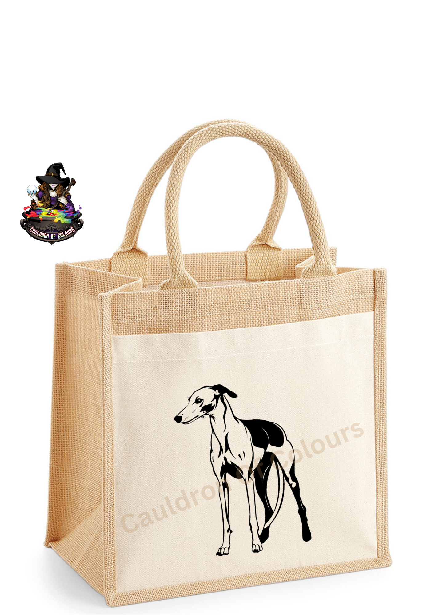 Greyhound 2 Jute Tote Bag