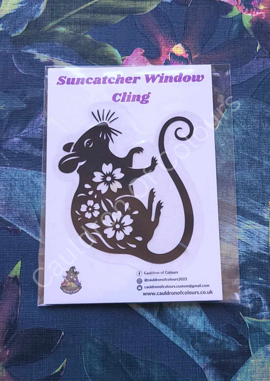 Floral Rat Suncatcher Window Cling