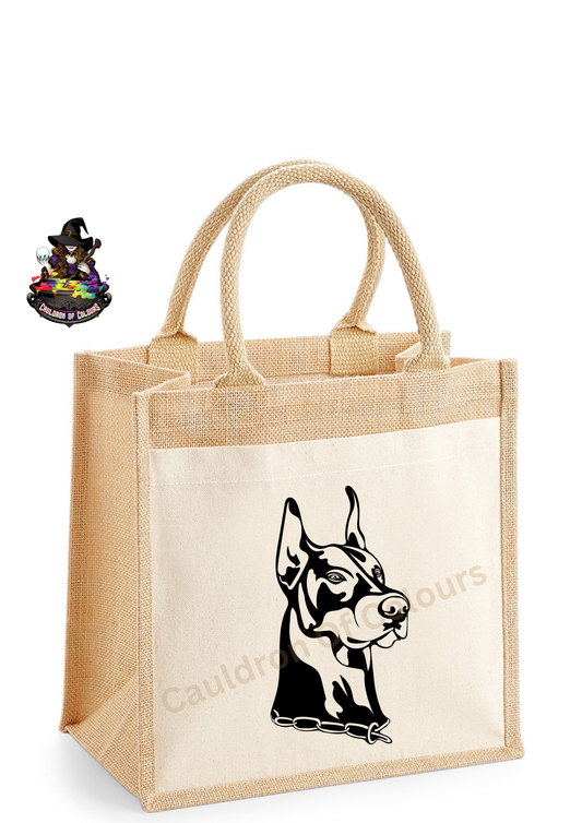 Doberman Jute Tote Bag