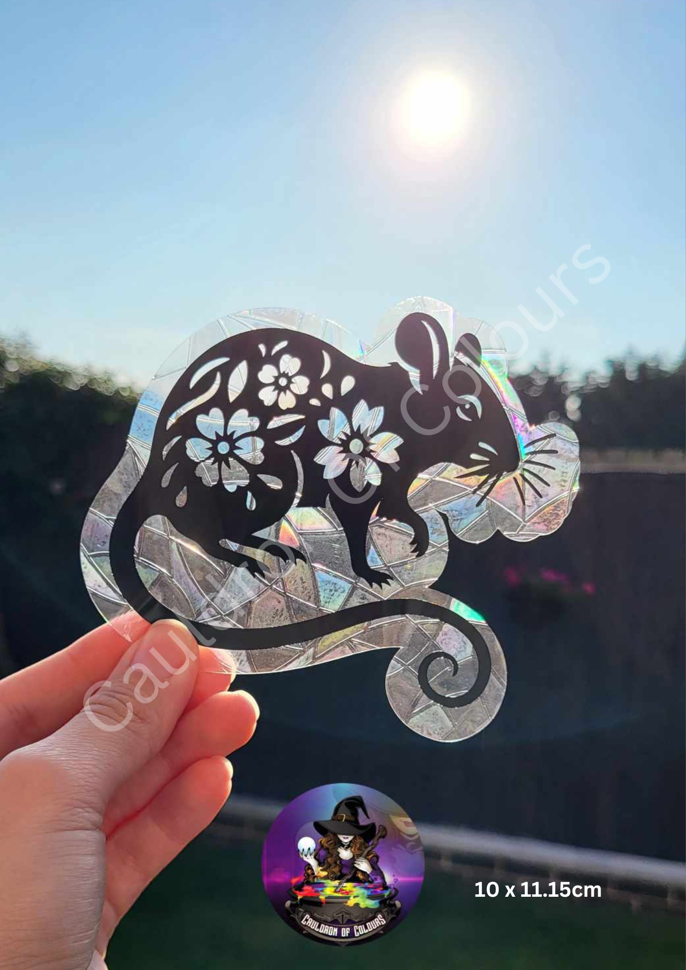 Floral Rat Suncatcher Window Cling