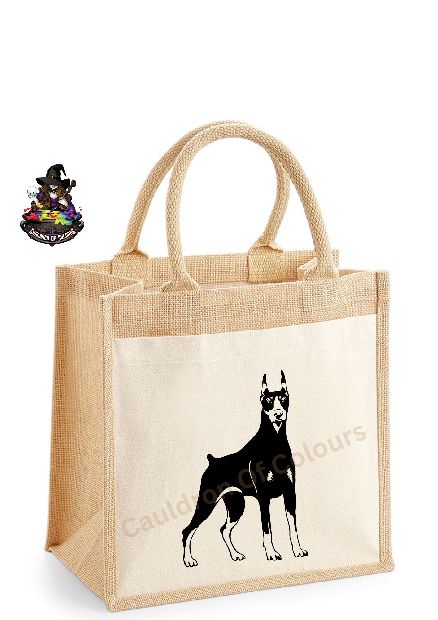 Doberman Jute Tote Bag