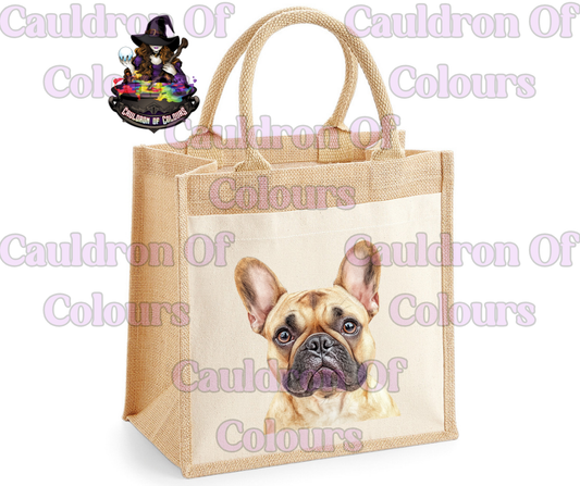 French Bulldog Jute Tote Bag