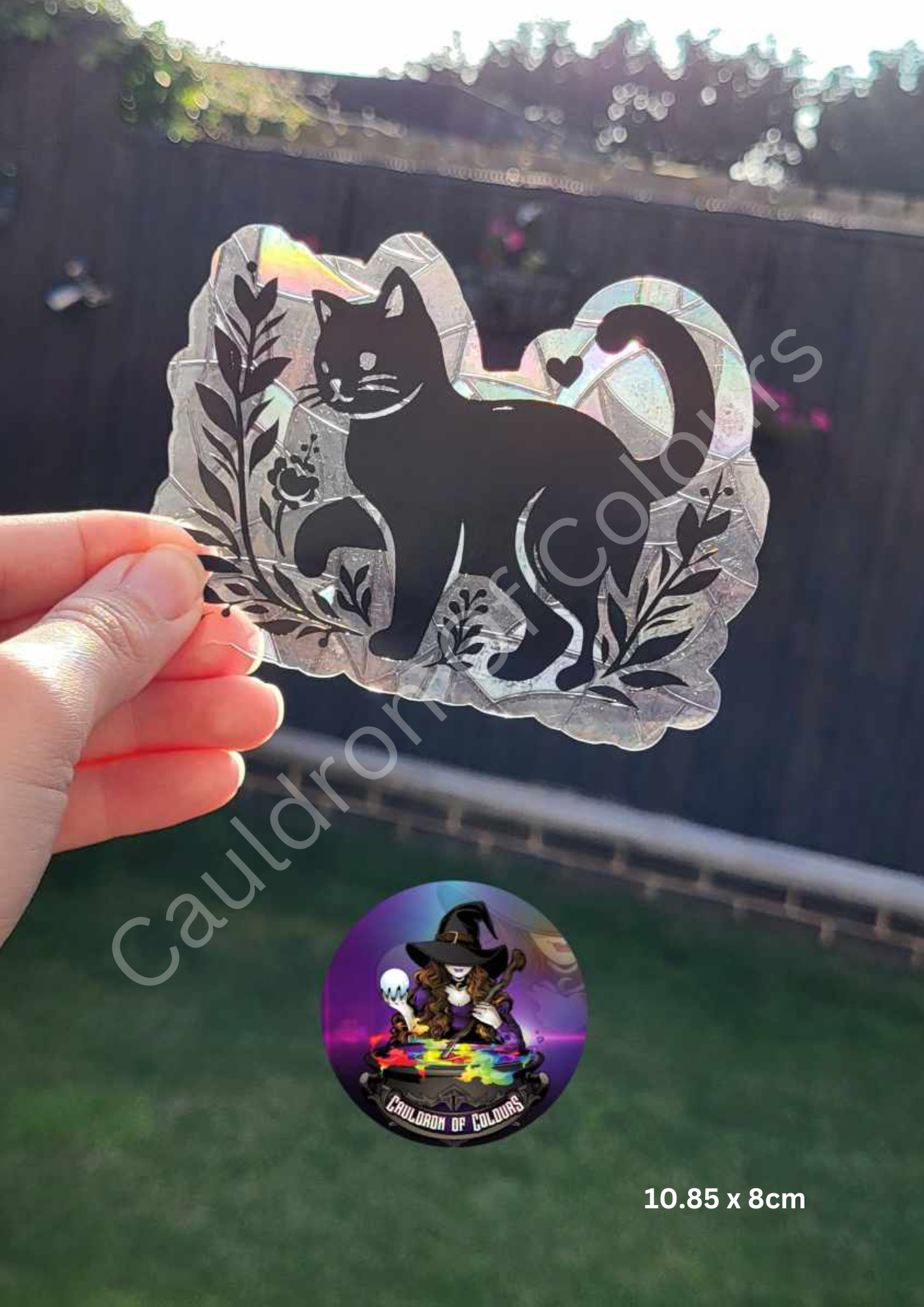 Floral Cat Suncatcher Window Cling