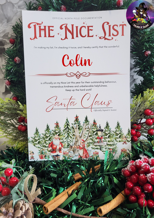 The Nice List (Red), Christmas Certificate