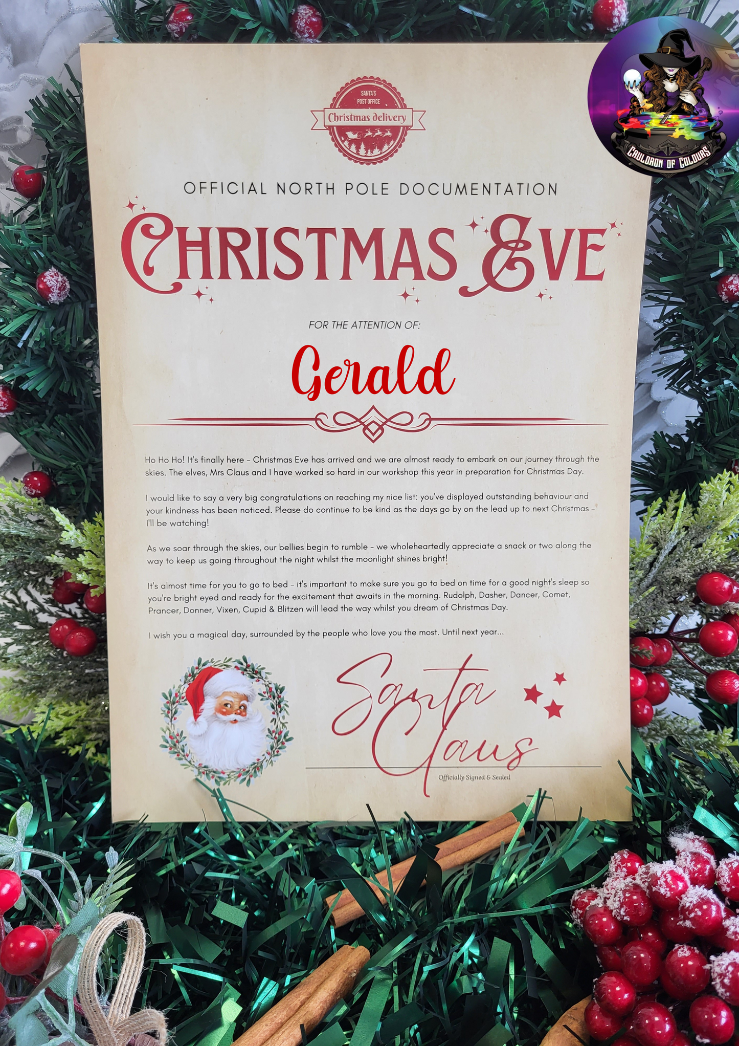 Christmas Eve (Red), Christmas Certificate