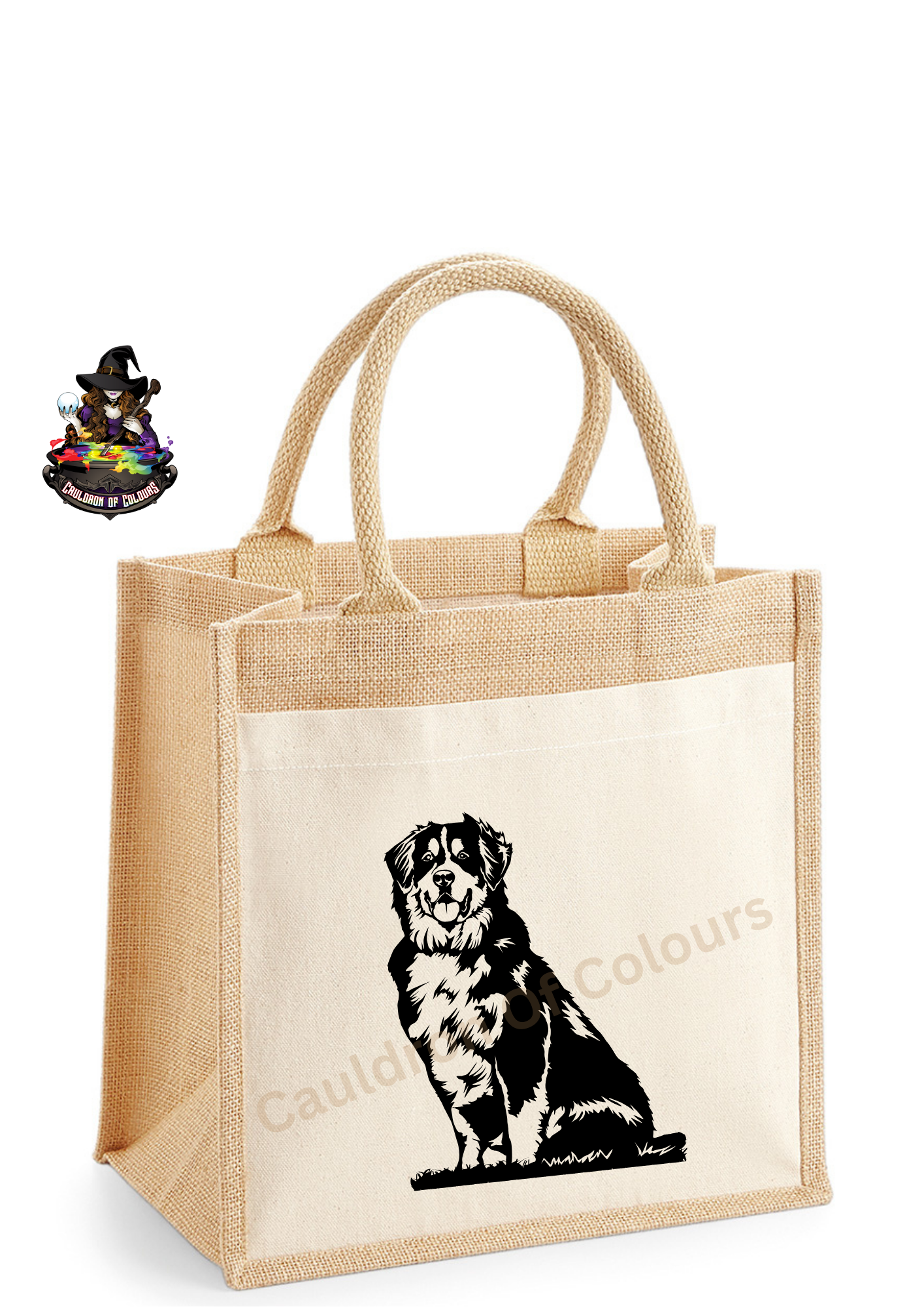 Bernese Mountain Dog Jute Tote Bag